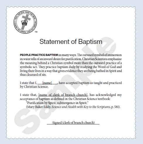 Statement of Baptism sample