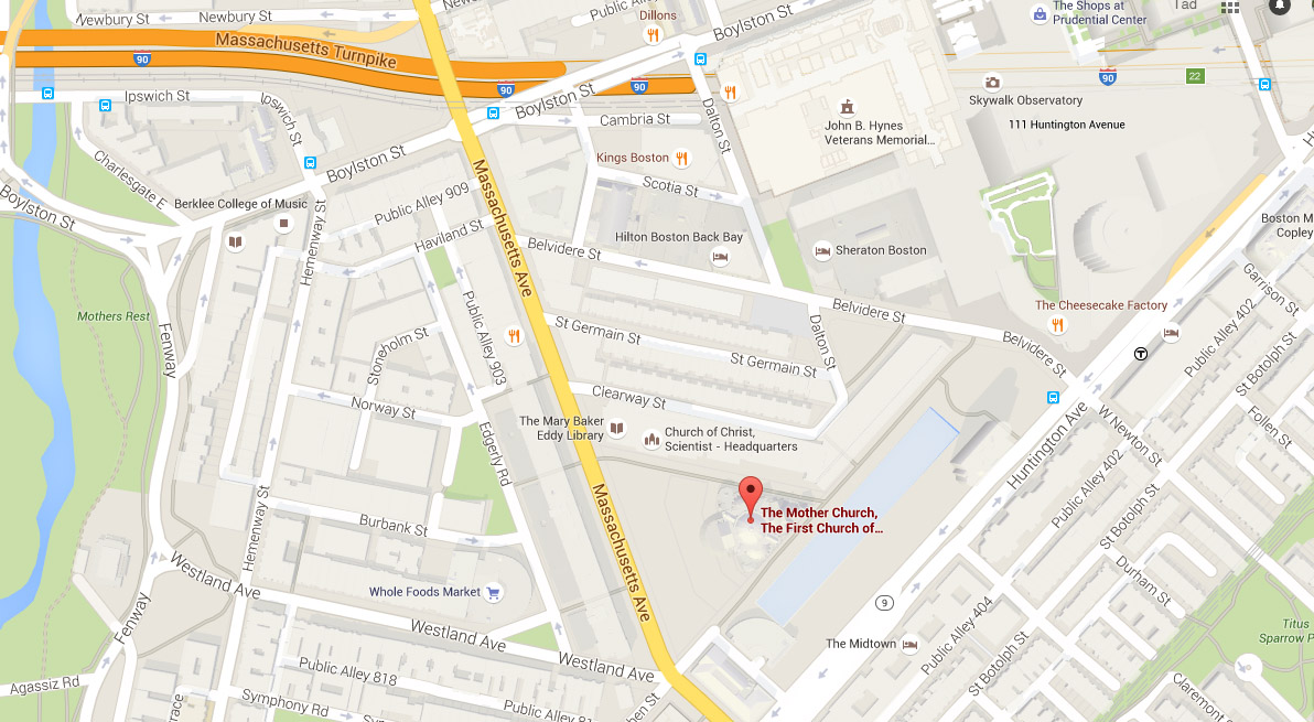 Location of The Mother Church on Google maps